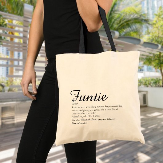 Funny Modern Cool Funtie tante Definitie Tote Bag