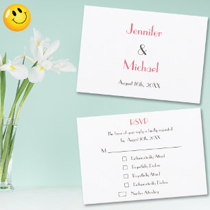 Funny Modern Custom Wedding White RSVP Card nodigt