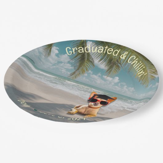 Funny Modern Dog Beach Afstuderen Papier Bord (Gekanteld)