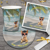 Funny Modern Dog Beach Afstuderen Papier Bord