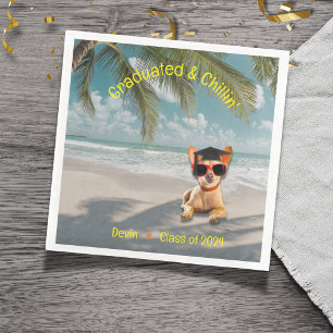 Funny Modern Dog Beach Afstuderen Servet
