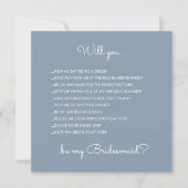 Funny Modern Dusty Blue Script Bridesmaid Voorstel Kaart (Voorkant)