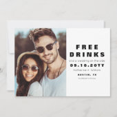 Funny Modern Free Drink Photo Save the Date Card (Voorkant)