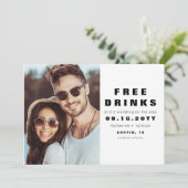 Funny Modern Free Drink Photo Save the Date Card (Staand voorkant)