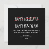 Funny Modern Happy New Year Black Vakantie Kaart (Voorkant)