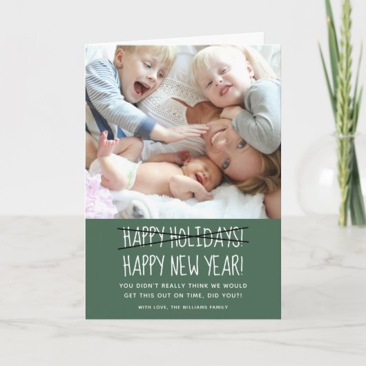 Funny Modern Happy New Year Green Holiday Kaart (Voorkant)