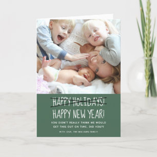 Funny Modern Happy New Year Green Holiday Kaart