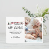 Funny Modern Happy New Year Holiday Kaart (Staand voorkant)