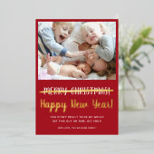 Funny Modern Happy Nieuwjaar Folie Feestdagenkaart (Staand Voorkant)