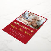 Funny Modern Happy Nieuwjaar Folie Feestdagenkaart (Gedraaid)