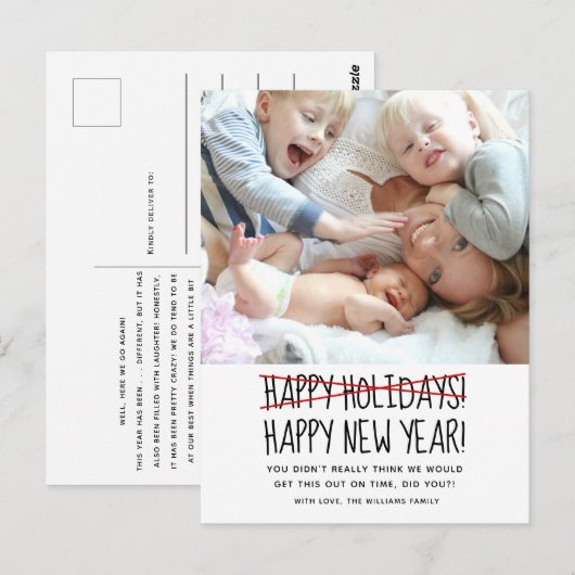 Funny Modern Happy Nieuwjaarsfeest Briefkaart (Voorkant / Achterkant)