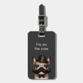 Funny Modern "Ik ben op het hoesje" Frenchie Grey Bagagelabel (Voorkant verticaal)