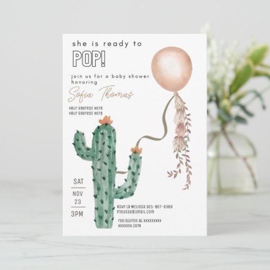 Funny Modern Klaar om te Poppen Ballon Baby shower Kaart (Staand voorkant)