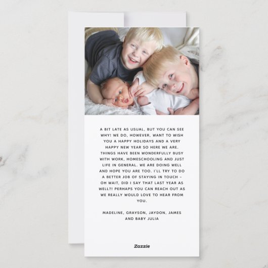 Funny Modern Late Happy Nieuwjaarsdag Feestdagenkaart (Achterkant)