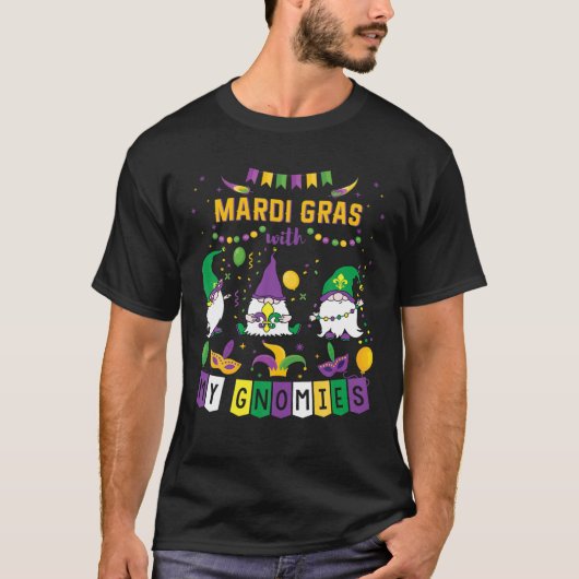Funny Modern Mardi Gras Design Beads en Bling Jes T-shirt (Voorkant)