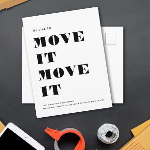 Funny Modern MOVE IT Eenvoudige minimalistische be Aankondigingskaart