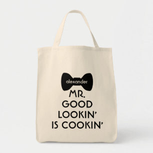 Funny Modern Mr Good look Cooking Bowtie Tote Bag