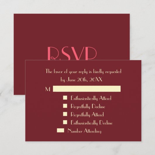 Funny Modern Persoonlijke RSVP Uitnodiging (Voorkant / Achterkant)