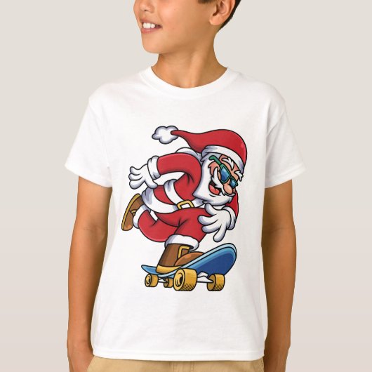 Funny Modern Skateboarding Santa Kerstfeestdag T-shirt (Voorkant)