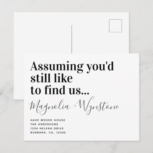 Funny Modern Typography Moving House Aankondigingskaart (Voorkant / Achterkant)