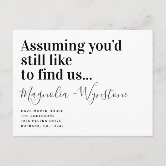 Funny Modern Typography Moving House Aankondigingskaart (Voorkant)