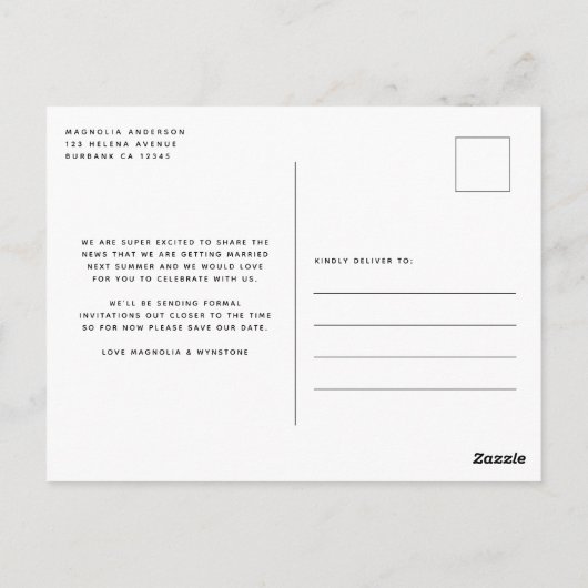 Funny Modern Typography Photo Wedding Save the Dat Briefkaart (Achterkant)