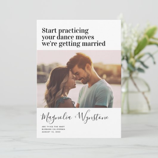 Funny Modern Typography Photo Wedding Save The Date (Staand voorkant)