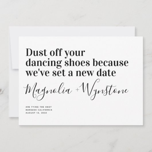Funny Modern Typography Wedding Change the Date Save The Date (Voorkant)