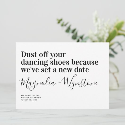 Funny Modern Typography Wedding Change the Date Save The Date (Staand voorkant)