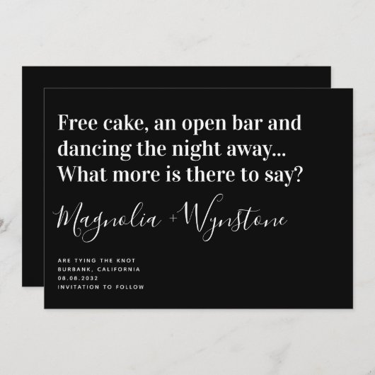 Funny Modern Typography Wedding Save the Date (Voorkant / Achterkant)