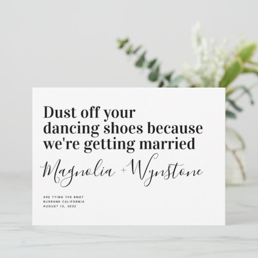 Funny Modern Typography Wedding Save The Date (Staand voorkant)