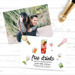 Funny Modern Unieke Foto Free Drinken Wedding Save The Date<br><div class="desc">Unieke moderne,  grappige foto's gratis Drinken bruiloft met datumKaarten</div>