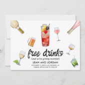Funny Modern Unieke Foto Free Drinken Wedding Save The Date (Voorkant)