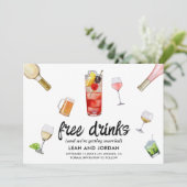 Funny Modern Unieke Foto Free Drinken Wedding Save The Date (Staand voorkant)