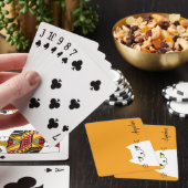 Funny Modern White Cat Mango Mojito Monogrammed Pokerkaarten (Insitu)