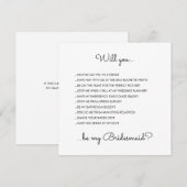 Funny Modern White Script Bridesmaid Voorstel Kaart (Voorkant / Achterkant)