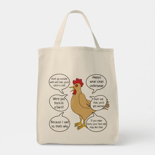 Funny Moeder Hen Advice Grocery Tote Bag (Achterkant)