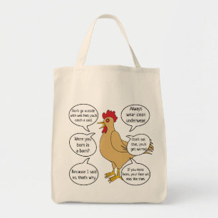 Funny Moeder Hen Advice Grocery Tote Bag