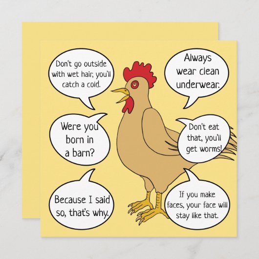 Funny moeder Hen Advice Moederdag | Geel (Voorkant / Achterkant)