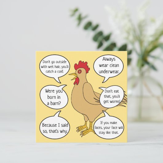 Funny moeder Hen Advice Moederdag | Geel (Staand voorkant)