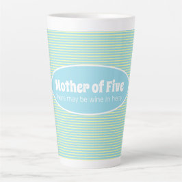 Funny Moeder van Big Family Pastel Stripe Custom Latte Mok