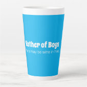 Funny Moeder van Boys Bright Blue Latte Mok (Voorkant)