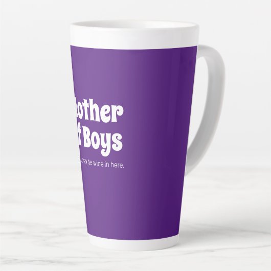 Funny Moeder van Boys Bright Paars Latte Mok (Rechterhoek)