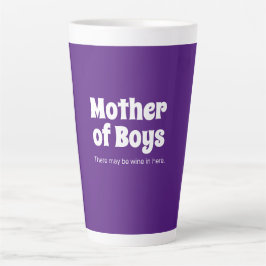 Funny Moeder van Boys Bright Paars Latte Mok