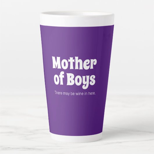 Funny Moeder van Boys Bright Paars Latte Mok (Voorkant)