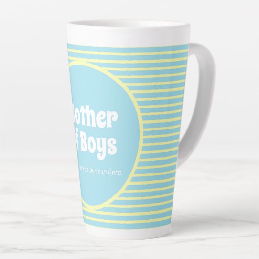Funny Moeder van Boys Pastel Stripes Latte Mok (Rechterhoek)