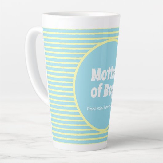 Funny Moeder van Boys Pastel Stripes Latte Mok (Linkerhoek)
