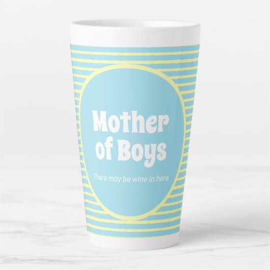 Funny Moeder van Boys Pastel Stripes Latte Mok (Voorkant)