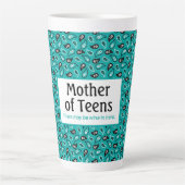 Funny Moeder van Tiener Aqua Paisley Latte Mok (Voorkant)