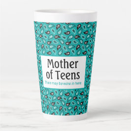 Funny Moeder van Tiener Aqua Paisley Latte Mok